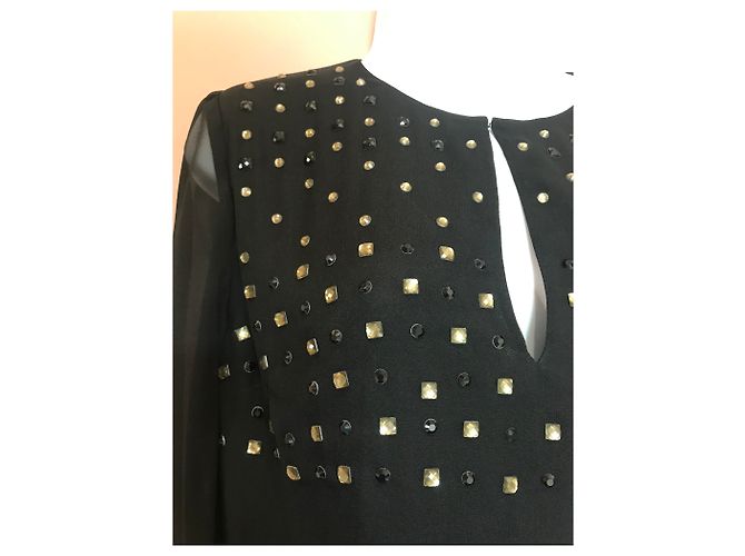 Blusa Diane Von Furstenberg in seta nera con strass Nero - vista 4