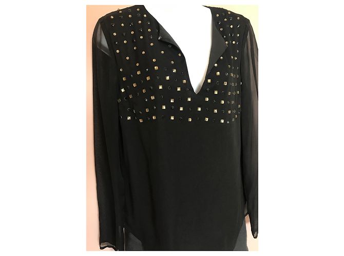 Blusa Diane Von Furstenberg in seta nera con strass Nero - vista 5