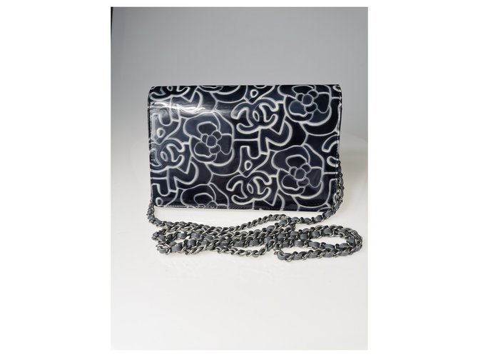 Wallet On Chain Chanel WOC Grau Marineblau - Ansicht 4