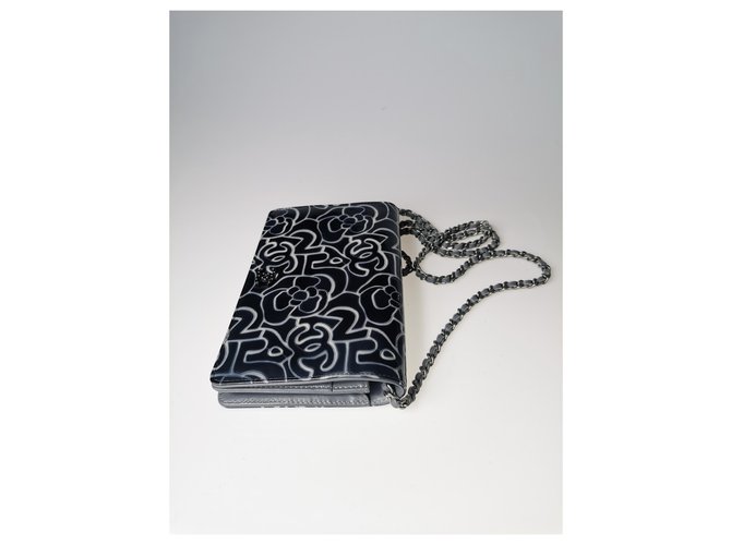Wallet On Chain Chanel WOC Grau Marineblau - Ansicht 6
