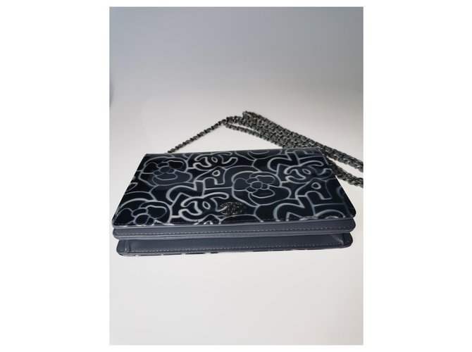 Wallet On Chain Chanel WOC Grau Marineblau - Ansicht 9