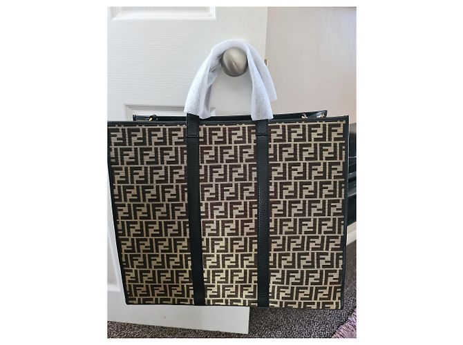 Zucca FENDI FF Motiv Einkaufstasche Braun - Ansicht 2