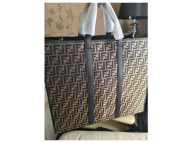 Zucca FENDI FF Motiv Einkaufstasche Braun - Ansicht 3