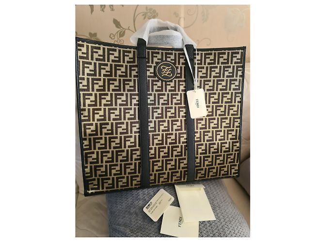 Zucca FENDI FF Motiv Einkaufstasche Braun - Ansicht 9