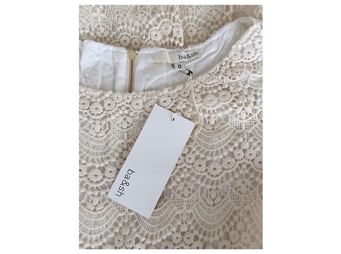 Ba&Sh Offenbach Häkelspitzenkleid cremeweiß Baumwolle Aus weiß - Ansicht 3