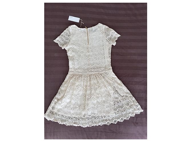 Ba&Sh Offenbach Häkelspitzenkleid cremeweiß Baumwolle Aus weiß - Ansicht 4