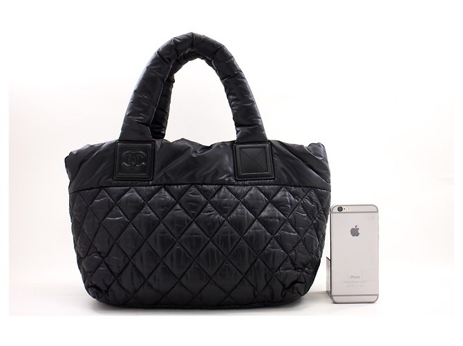 CHANEL Coco Cocoon PM Tote Bag in nylon borsetta in pelle nera Nero - vista 3