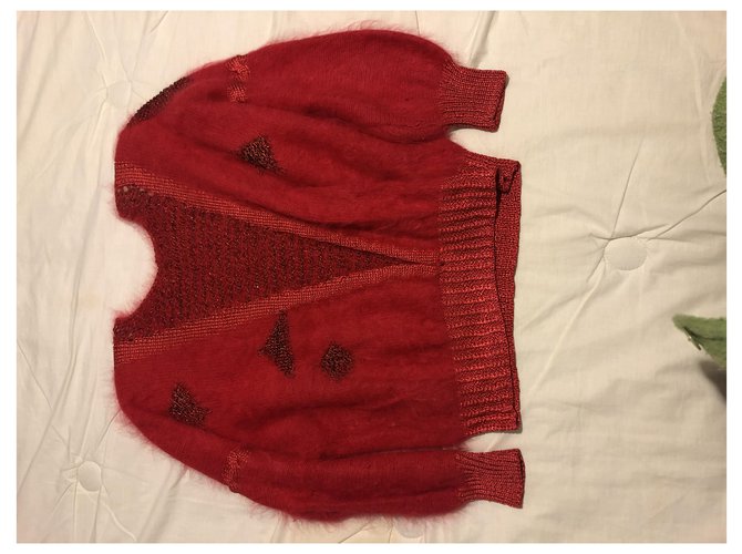 Autre Marque Anny Blatt Angora Pullover rot handgestrickt - Ansicht 3