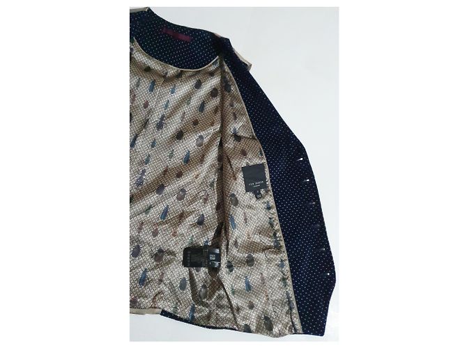 Giacca Blazer Ted Baker Blu in Cotone e Lana - vista 3