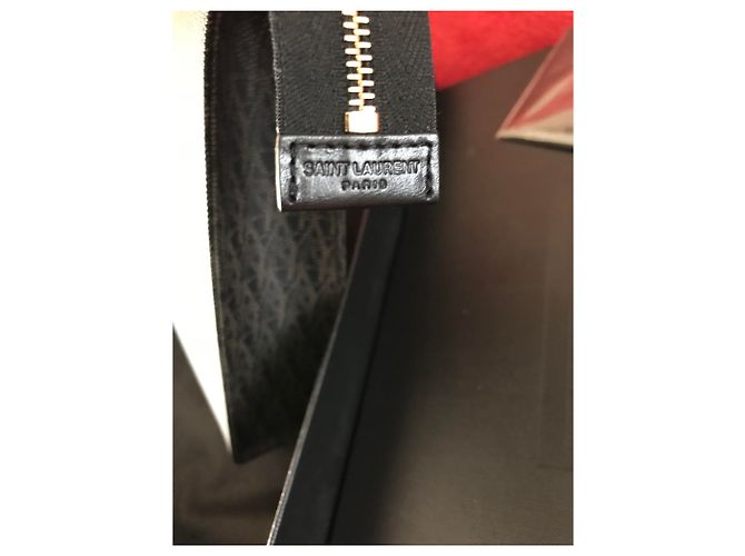 SAINT LAURENT PARIS Pochette / trousse classica in toile con monogramma Marrone - vista 11