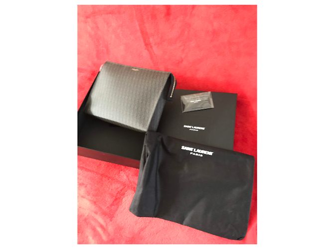 SAINT LAURENT PARIS Pochette / trousse classica in toile con monogramma Marrone - vista 3