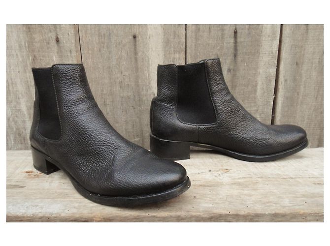 Botas Chelsea Prada de piel granulada negra 36.5 Negro - vista 2