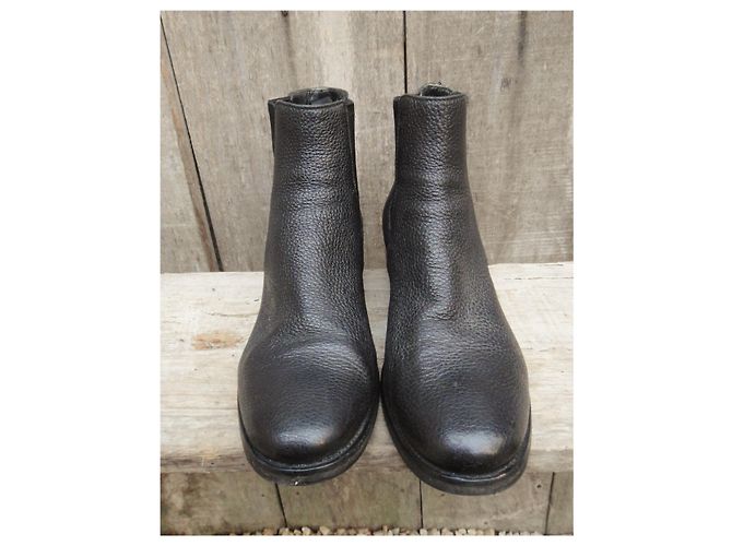 Botas Chelsea Prada de piel granulada negra 36.5 Negro - vista 3
