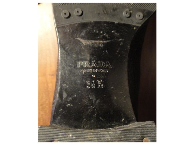 Botas Chelsea Prada de piel granulada negra 36.5 Negro - vista 6