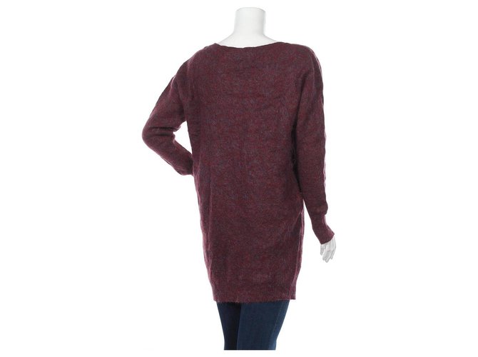Acne langer Pullover Mohair Wolle Bordeaux Blau Mehrfarben - Ansicht 2