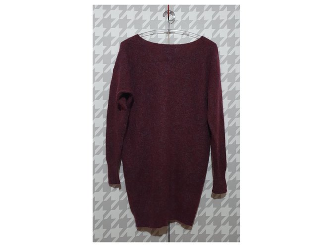 Acne langer Pullover Mohair Wolle Bordeaux Blau Mehrfarben - Ansicht 5