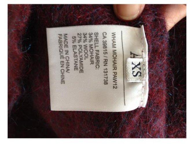 Acne langer Pullover Mohair Wolle Bordeaux Blau Mehrfarben - Ansicht 6