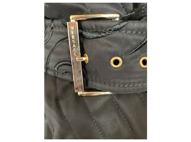Abrigo acolchado con cuello de plumas de Gianni Versace Negro Dorado - vista 4