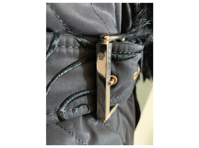 Abrigo acolchado con cuello de plumas de Gianni Versace Negro Dorado - vista 5