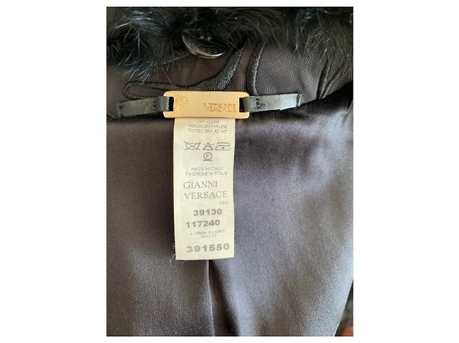 Abrigo acolchado con cuello de plumas de Gianni Versace Negro Dorado - vista 6