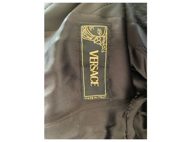 Abrigo acolchado con cuello de plumas de Gianni Versace Negro Dorado - vista 7