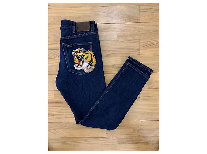 Jeans ricamati Gucci Multicolore Blu navy - vista 2