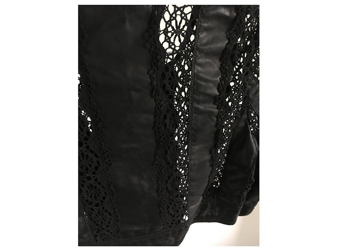 Vanessa Bruno Lederjacke mit Spitze Schwarz - Ansicht 3