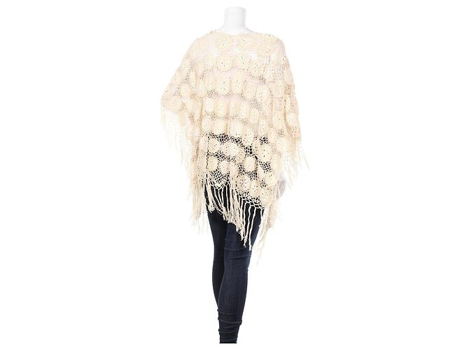 Twin Set Häkelponcho Strickjacke beige Baumwolle - Ansicht 2