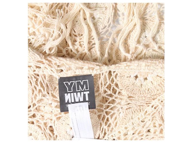 Twin Set Häkelponcho Strickjacke beige Baumwolle - Ansicht 3