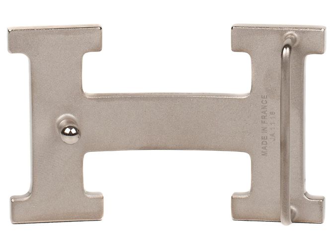 Hermès Constance "Guillochée" Gürtelschnalle aus Palladium Silber Metall - Ansicht 2