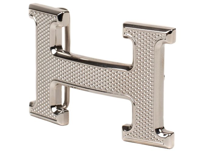 Hermès Constance "Guillochée" Gürtelschnalle aus Palladium Silber Metall - Ansicht 3