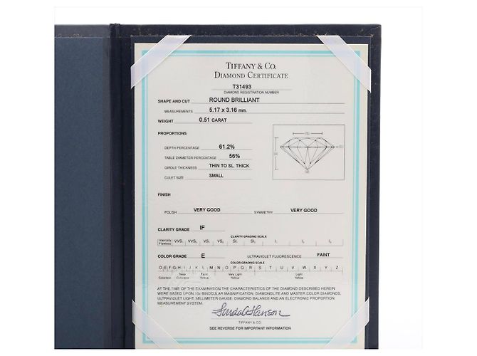 TIFFANY & CO. solitário 0.51ct E / IF anel de noivado de diamante brilhante redondo Branco - vista 4