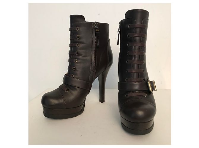 Botines Fendi de piel marrón Castaño - vista 2