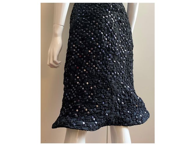 Giorgio Armani Dunkelblaues, besticktes Paillettenkleid Marineblau - Ansicht 11