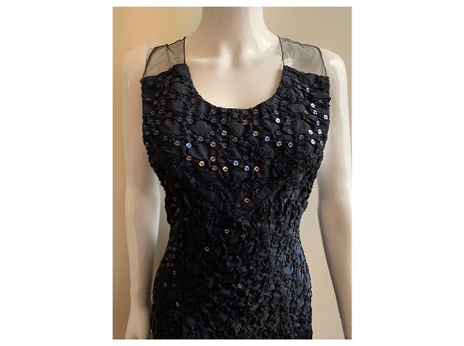 Giorgio Armani Dunkelblaues, besticktes Paillettenkleid Marineblau - Ansicht 14