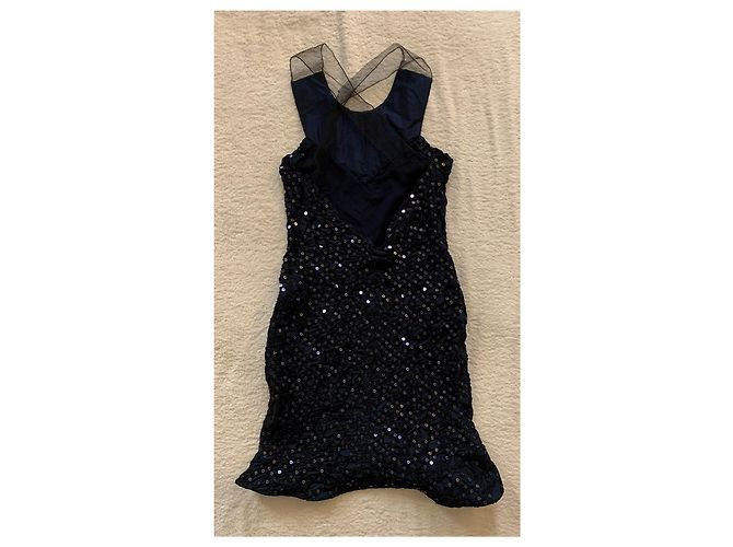 Giorgio Armani Dunkelblaues, besticktes Paillettenkleid Marineblau - Ansicht 2