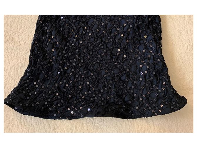 Giorgio Armani Dunkelblaues, besticktes Paillettenkleid Marineblau - Ansicht 3