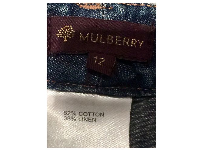 Falda vaquera Mulberry de algodón y lino Azul - vista 3