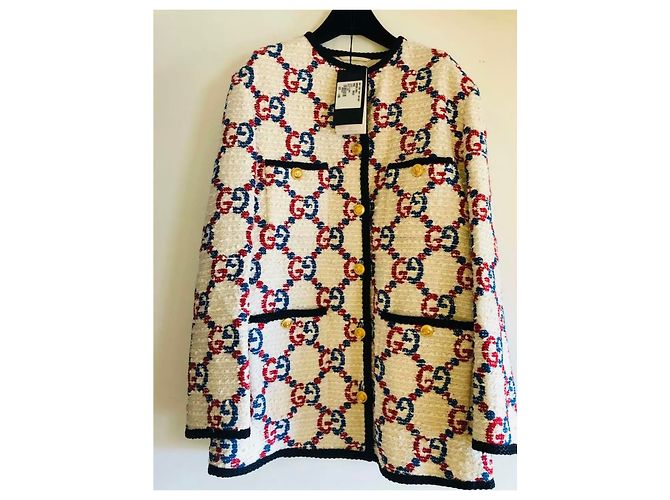 Brand New Gucci Authentic GG Jacquard Tweed Jacket Bianco - vista 3