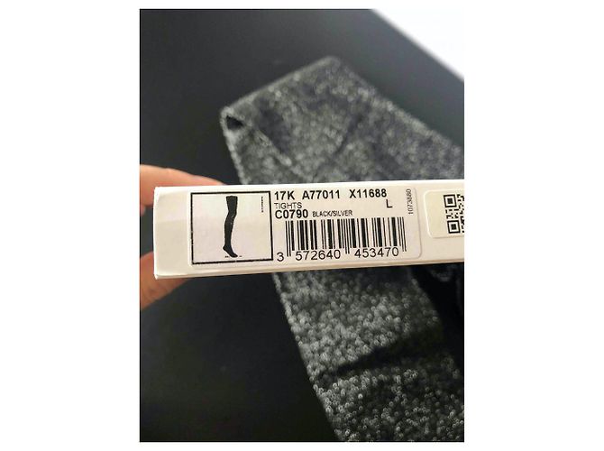 Medias Chanel Plateadas de Algodón Talla L Plata - vista 4