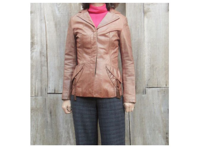 Just Cavalli Nur Cavalli t XS Lederjacke Hellbraun - Ansicht 2