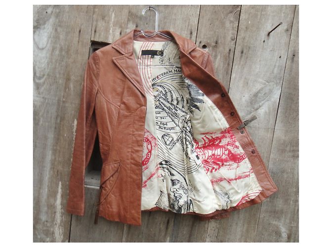 Just Cavalli Nur Cavalli t XS Lederjacke Hellbraun - Ansicht 6