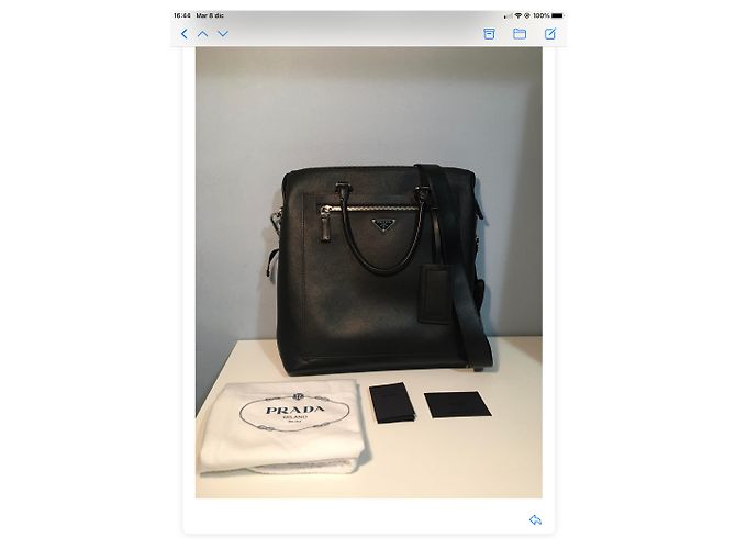 Borsa Shopper Prada Saffiano in Pelle Nera Nero - vista 2