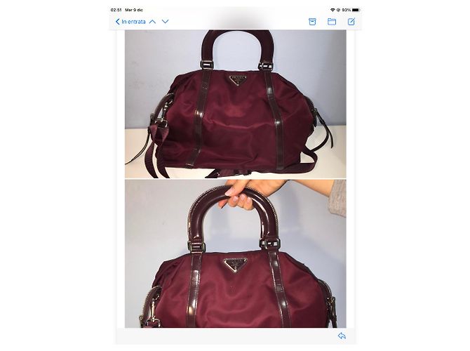 Borsa Shopper Prada Rosso Scuro Tela Bordò - vista 2