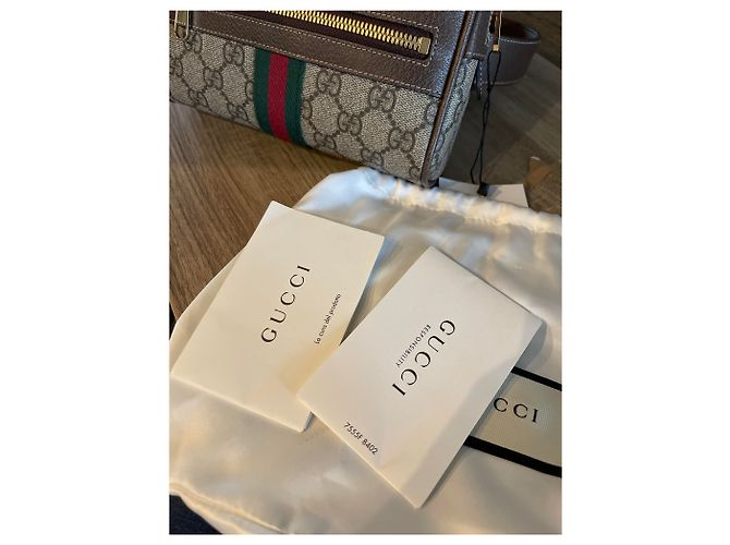 Borsa a mano Gucci Ophidia Marrone chiaro in tessuto - vista 5