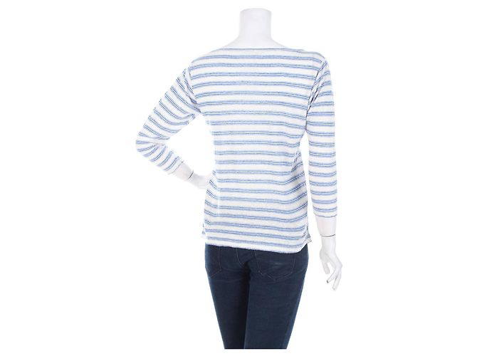 Filippa K Gestreifte Leinenbluse Blau Weiß - Ansicht 2