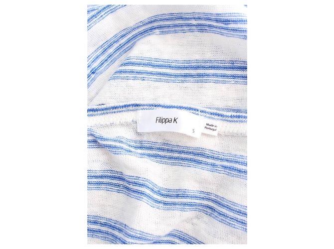 Filippa K Gestreifte Leinenbluse Blau Weiß - Ansicht 3