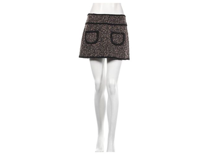 Minijupe Nanette Lepore Beige en Laine Multicolore - vue 4