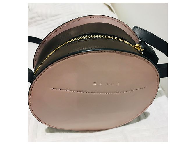 Borsa a mano Marni Tambourine in pelle marrone rosa - vista 14