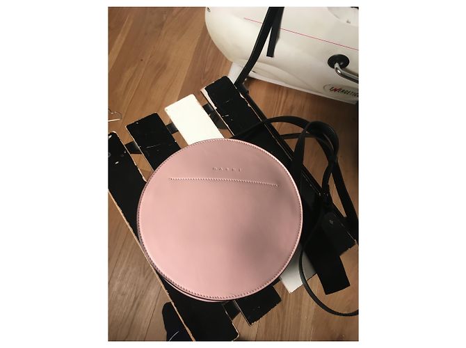Borsa a mano Marni Tambourine in pelle marrone rosa - vista 2